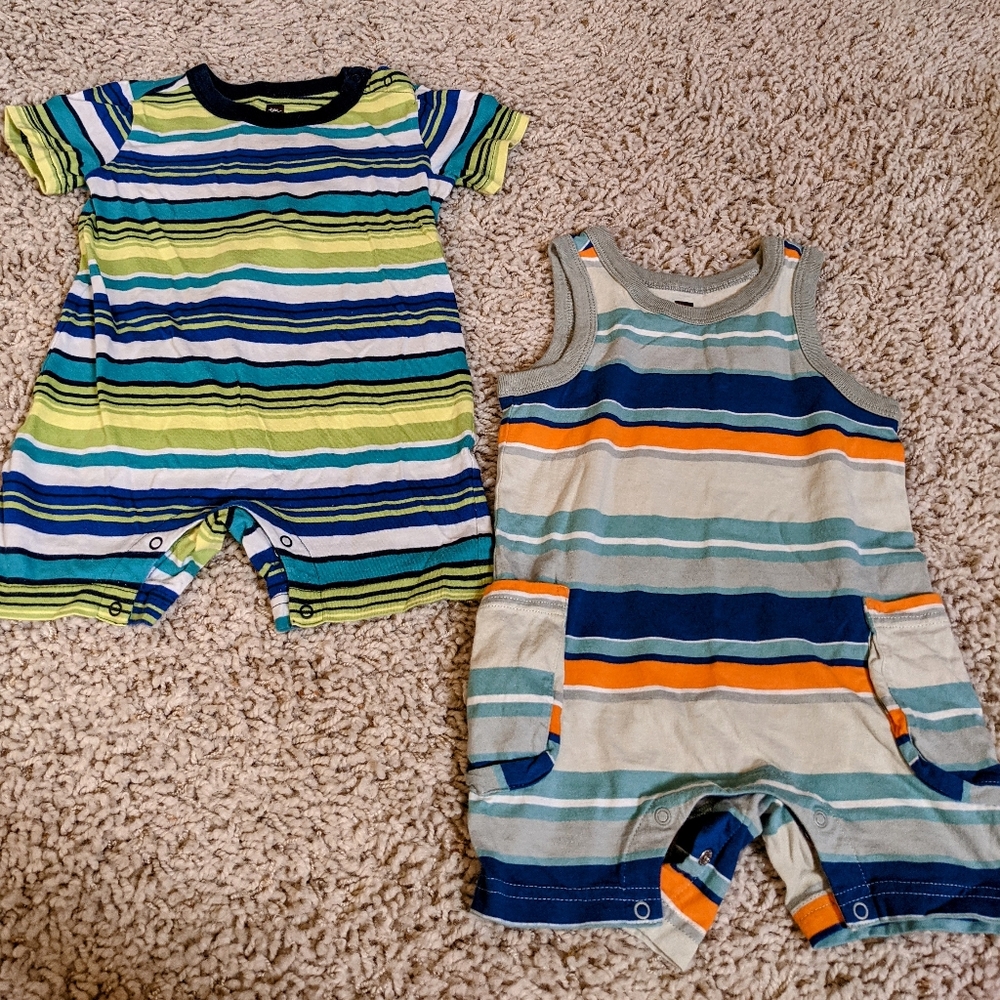 Lot of 2 Tea Collection Baby Boys One Piece Summer Outfits
